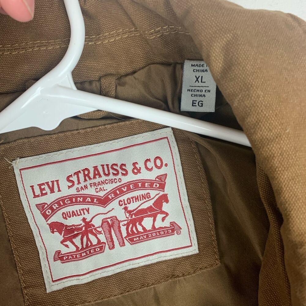 Levi's Men's xl extra large Tan Military Jacket zip up lightweight khaki denim - Picture 3 of 11